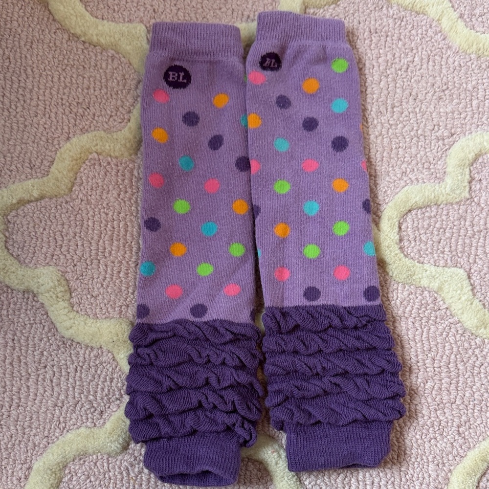 Baby Leg Purple Polka Dot Kids Leg Warmers
